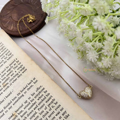 Vriksham Elegant AD Stone Heart Brake Pendant Gold Alike Anti Tarnish Necklace Chain-G20951