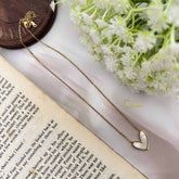 Vriksham Elegant Gold Look Alike Anti Tarnish White Heart Necklace Chain-G20936