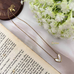 Vriksham Elegant Gold Look Alike Anti Tarnish White Heart Necklace Chain-G20936