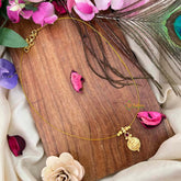 Vriksham Traditional Laxmi Coin With Red Stone Stud Single Pendant Invisible Chain-KG22317