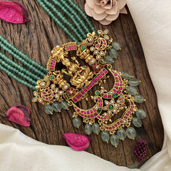 Vriksham Lakshmi With Dual Peacock Kundan Jadau Beaded Mala-J2903