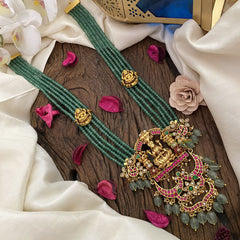 Vriksham Lakshmi With Dual Peacock Kundan Jadau Beaded Mala-J2903