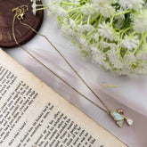 Vriksham Butterfly Pendant Gold Alike Anti Tarnish Necklace Chain-Sky Blue-G20950