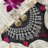 Vriksham Royal Pear Shape Purple Accents American Diamond Choker Neckpiece-G20198