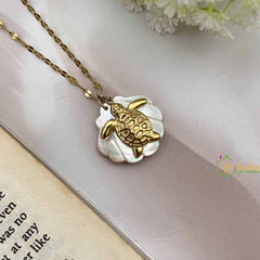 Vriksham Gold Turquoise Pendant Look Alike Anti Tarnish Necklace Chain-G20944