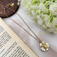 Vriksham Gold Turquoise Pendant Look Alike Anti Tarnish Necklace Chain-G20944