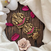 Vriksham Lakshmi Design With Peacock Jada Billai-Red-Gold Bead-G19267