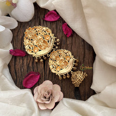 Vriksham Lakshmi Design With Peacock Jada Billai-Red-Gold Bead-G19267