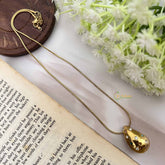 Vriksham Gold Teardrop Pendant Look Alike Anti Tarnish Necklace Chain-Green White & Pink-G20939