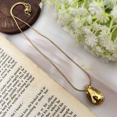 Vriksham Gold Teardrop Pendant Look Alike Anti Tarnish Necklace Chain-Green White & Pink-G20939
