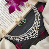 Vriksham Antique Style With Green Square & Leaf Motifs AD Choker Neckpiece-G20206