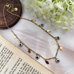 Vriksham Gold Plated Evil Eye Anti Tarnish Necklace Chain-G20964