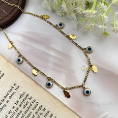 Vriksham Gold Plated Evil Eye Anti Tarnish Necklace Chain-G20964