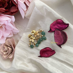 Vriksham Diya Stud Earring-Red Green & White-Pearls-Pastel Green Beads-J3182