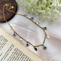 Vriksham Gold Plated Evil Eye Anti Tarnish Necklace Chain-G20964