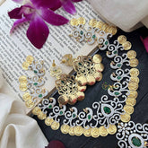 Vriksham Elegant Dual Peacock & Lakshmi Coin AD Stone Neckpiece-G20214