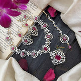 Vriksham Indian Ethnic Floral Style With Bold Red Stones Pendant AD Choker-G20209