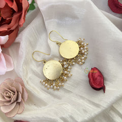 Vriksham Unique Circle Shape Hook Earring-Pearls-Red Green-J3191