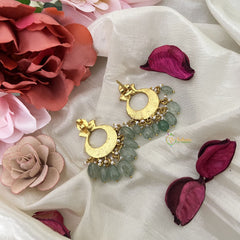 Vriksham Unique Chandbali Style Earring-Pearls-Red Green & White-Pastel Green Beads-J3189