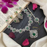 Vriksham Indian Ethnic Floral Style With Bold Green Stones Pendant AD Choker-G20210