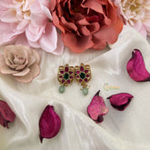 Vriksham Antique Floral Earring-Red Green-Pastel Green Bead-J3194