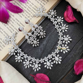 Vriksham Intricate Crystal Silver-Tone AD Choker Neckpiece-G20212