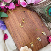 Vriksham Gold-Finish Leaf Cluster 3 Pendant Invisible Chain-White-KG22327