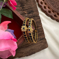 Premium Gold Polish Openable Bangles-Blue-G13185