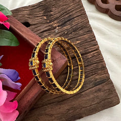 Premium Gold Polish Openable Bangles-Blue-G13185