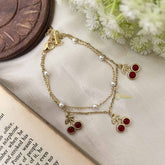 Vriksham Cherry Charm Gold Plated Bracelet-Pearls-G20971