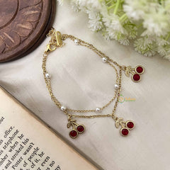 Vriksham Cherry Charm Gold Plated Bracelet-Pearls-G20971