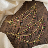 Premium Tear Drop Maatil /Ear Chain-Red Green-G12351