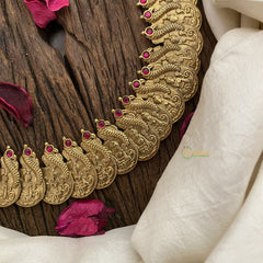 Vriksham Lakshmi Peacock Coin With Dual Peacock Moggapu Style Kundan Jadau Neckpiece-J2904