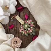 Vriksham Antique Floral Jadau Kundan Jada Billai-Green Bead-J3471