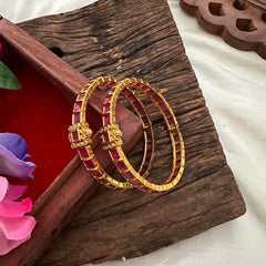 Premium Gold Polish Openable Bangles-Red-G13186