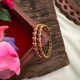 Gold Look Alike Bangles-Red-G13181