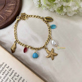 Vriksham Sea Vibe Star Fish Charm In Gold & White Bracelet-G20969