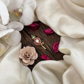 Vriksham Mango Style With Floral Jadau Kundan Jada Billai-White Red Green-J3470