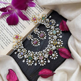 Vriksham Rosy Radiance Floral CZ Multicolor AD Choker-G20211