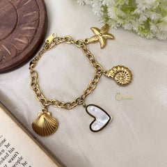 Vriksham Ocean-Inspired Gold Bracelet with Shell & Starfish Charms Bracelet-G20972