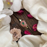 Vriksham Mango Style Jadau Kundan Jada Billai-Green White Red-J3469