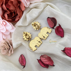 Vriksham Antique Elephant Earring-Red Green-J3186