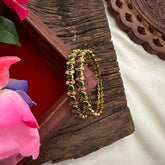 Gold Look Alike Bangles-Green-G13184