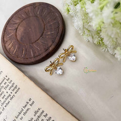 Vriksham Infinity White Heart Drop Style Anti Tarnish Studs-G20977