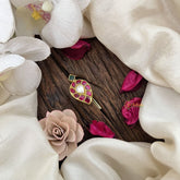 Vriksham Manga Style Jadau Kundan Jada Billai-Red Green White-J3466