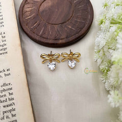 Vriksham Infinity White Heart Drop Style Anti Tarnish Studs-G20977