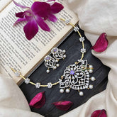 Vriksham Gold-Tone Floral Pendant With Pearls & Purple Stone AD Hasli Choker-G20207