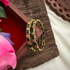 Premium Gold Polish Green Bangles-Rectangle-G13204