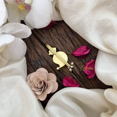 Vriksham Manga Nath Style Jadau Kundan Jada Billai-White Green Red-Pearl-J3467