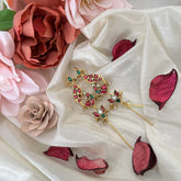 Vriksham Peacock Bugadi Style Earring-Red Green & White-Pearls-J3171